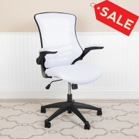 Flash Furniture BL-X-5M-WH-GG Mid-Back White Mesh Swivel Ergonomic Task Office Chair with Flip-Up Arms